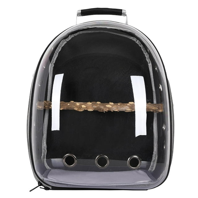 Bird Carrier Bag Parrot Cage Pet Backpack Oxford Cloth Visible Window for Small Black