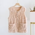 thumbnail image 2 of CENGNIAN No Boundaries Ladies Button Down Cute Heart-Patterned Outerwear,Women's Sleeveless Sweater Vest,Winter Warm Crop Jacket For Women,Pink,Size L, 2 of 5