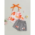 thumbnail image 2 of Bagilaanoe 2pcs Toddler Baby Girl Short Pants Set Print Sleeveless Cami Tops + Shorts 1T 2T 3T 4T 5T 6T Kids Casual Summer Outfits, 2 of 9