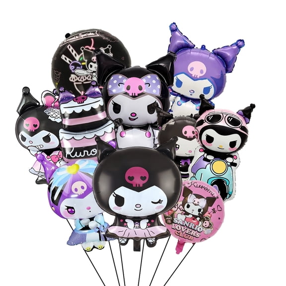 Kuromi Party Decoration Balloons, 10 Pcs Kuromi Balloon Sets - Kuromi Character Foil Balloons etc. Kuromi Birthday Decorations & Kuromi Themed Birthday Party Decorations for Girls Kids