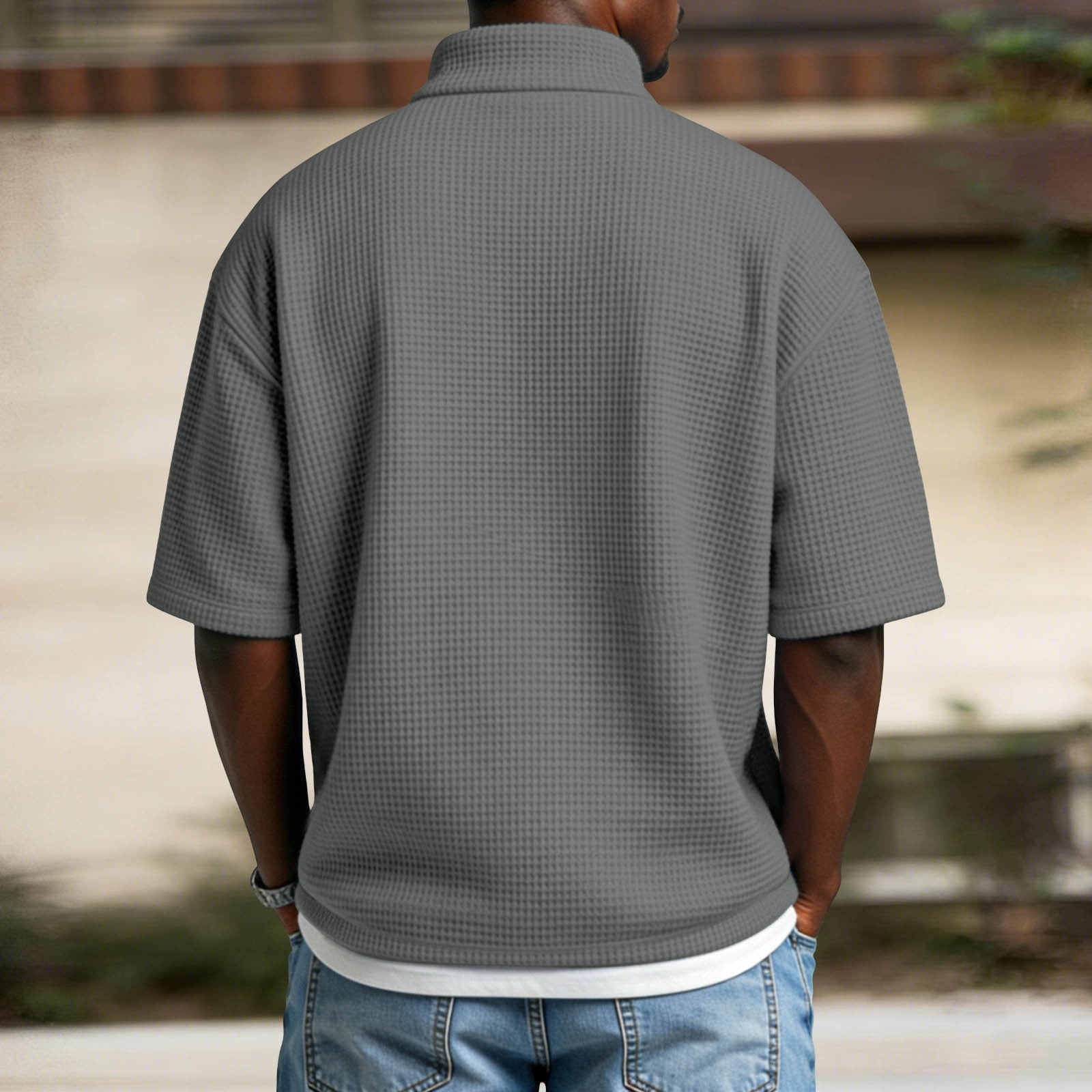 Mens Half Zip Up T-Shirts, Short Sleeve Shirts for Men Summer Big