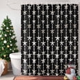 thumbnail image 4 of Shower Curtain 66"W x 72"L Summer Starfish Pattern Black Texture Fabric Shower Curtains Set with Hooks Water Repellent Bathroom Curtains Machine Washable Bathroom Accessories, 4 of 9