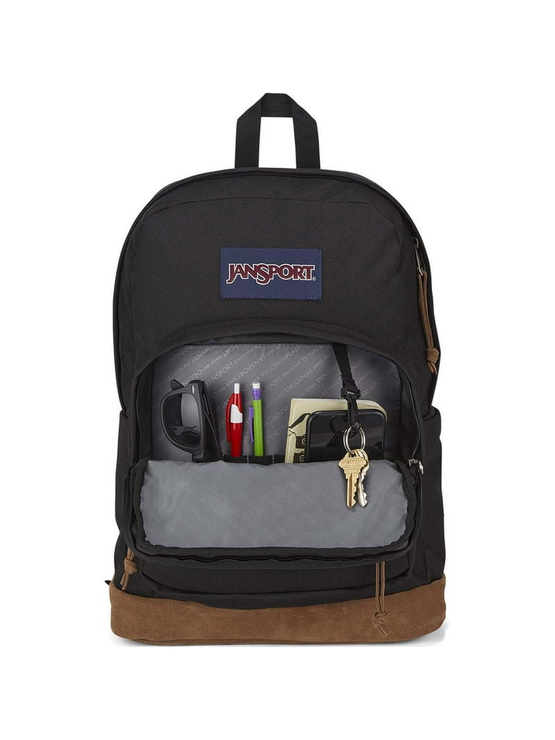 JanSport Right Pack - Black Backpack with Suede Bottom & 15