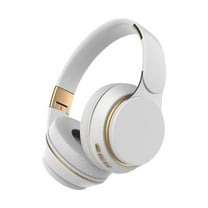 Active Noise Cancelling Headphones, Wireless Over Ear Bluetooth Headphones, 3EQ Modes via Button, 60H Playtime Lightweight Folding Stereo Bass Headset with Mic, for Travel Home - White