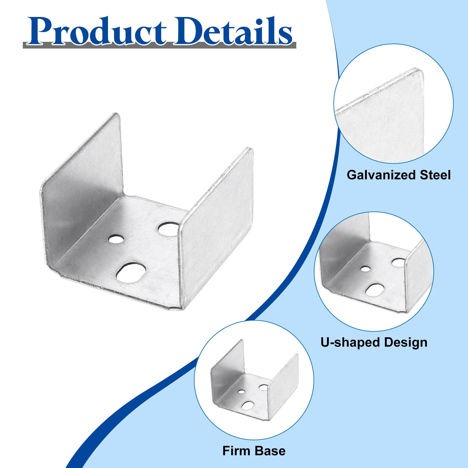 Uxcell 8 Pcs U Bracket for 1.65" Panels, 46 x 46 x 31mm Metal U Shaped Fasteners Brackets for Guardrail or Partitions Connection, Silver