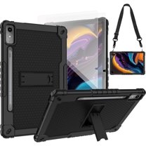 SOATUTO for Lenovo Tab P12 12.7 Inch 2023 Tablet Case, Shockproof Protective Case with Screen Protector for Lenovo Tab P12 TB-370FU/Xiaoxin Pad Pro TB-371FC (Black/Black/2 PCS)
