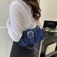 thumbnail image 4 of M Buder Bolso de Lona Estilo Femenino Pequeño Bolso Hombro con Cadena Decorativa Underarm Bag Azul Moderno Práctico para Uso Diario 27 cm / 10.6 in, 4 of 9