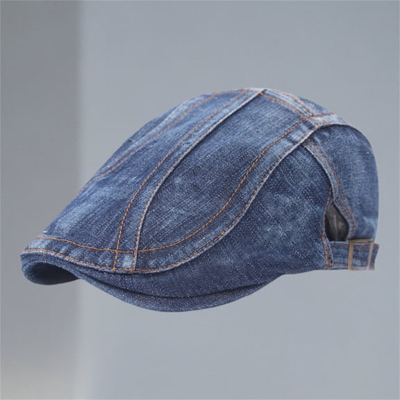 CFMIURAN, Men's Adjustable Denim Cotton Newsboy Cap - Breathable Flat Ivy Gatsby Cabbie Driving Hat, Classic Golf Cap Style for Daily Outdoor Activities and Casual Wear