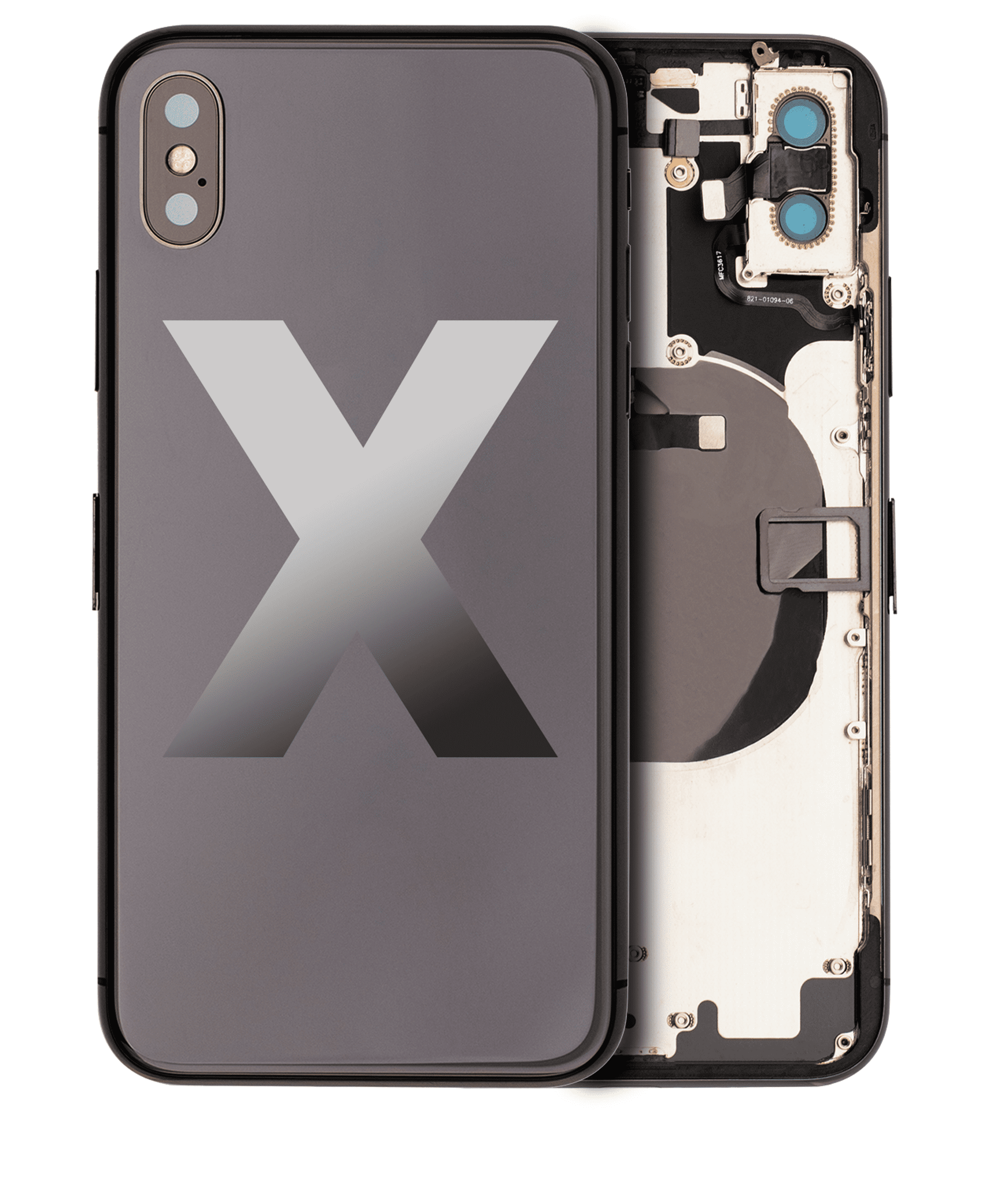 Replacement Back Housing W/ Small Components Pre-Installed Compatible For  iPhone X (Used OEM Pull: Grade B) (Space Gray)