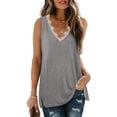thumbnail image 2 of Womens Tank Tops V Neck Lace Side Split Summer Sleeveless Tops, 2 of 5