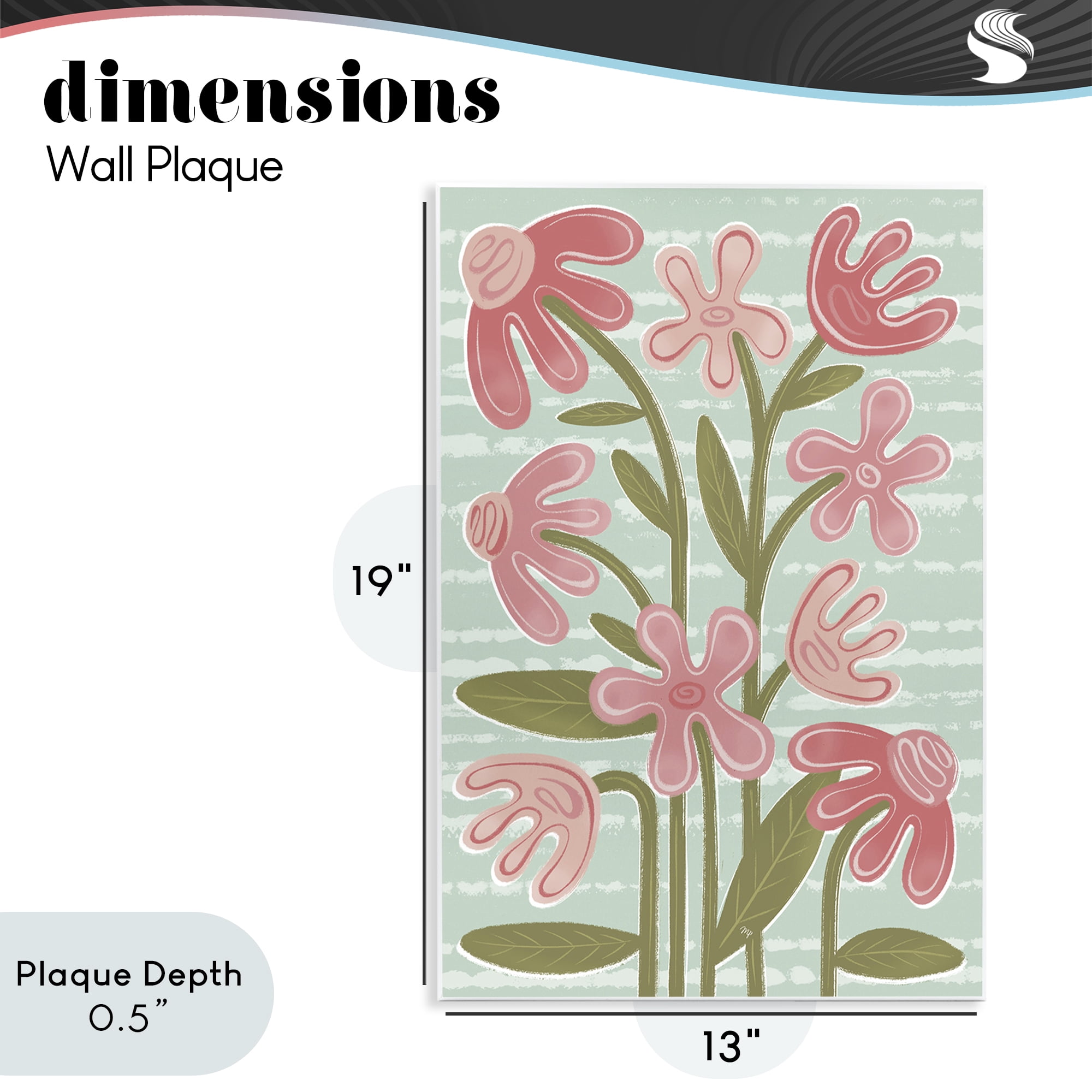 Stupell Industries Pink Whimsy Midcentury Flowers Wall Plaque Art, design by Martina Pavlova