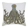 thumbnail image 6 of The HomeCentric Cushion Cover For Couch, Grey Accent Pillow Covers Pack of 2, 16x16 inch (40x40 cm) Linen Pillow Covers, Sea Creatures, Squid, Octopus, Beaded, Beach Style Throw - Grey Squid, 6 of 10