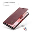thumbnail image 3 of Retro PU Leather Wallet Case Compatible with Samsung Galaxy S22 Ultra, Magnetic Closure Card Slots Cash Pocket Shockproof Protective Kickstand Durable Flip Case Cover for Samsung S22 Ultra, Winered, 3 of 11
