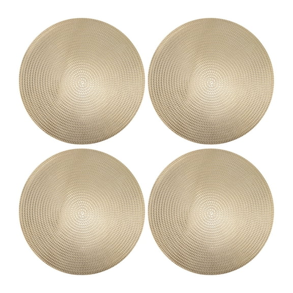 4 Pcs Hollow Round Placemat Place Mats for Kitchen Dining Table Washable Table Mats Gold Tone