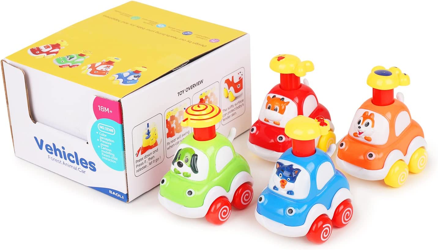 WQFSTORE Toddler Animal Car Toys 4-Pack Press and Go photo 7