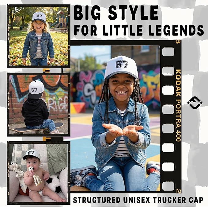 Funky Junque Kids Trucker Hat Baseball Cap - 67 - Black/White (Medium/Large - 2-9 Years)