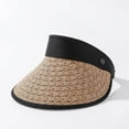 thumbnail image 2 of Women's Sun Visor Hats Wide Brim Straw Beach Hat Ponytail Hats for Women Foldable Floppy, 2 of 7