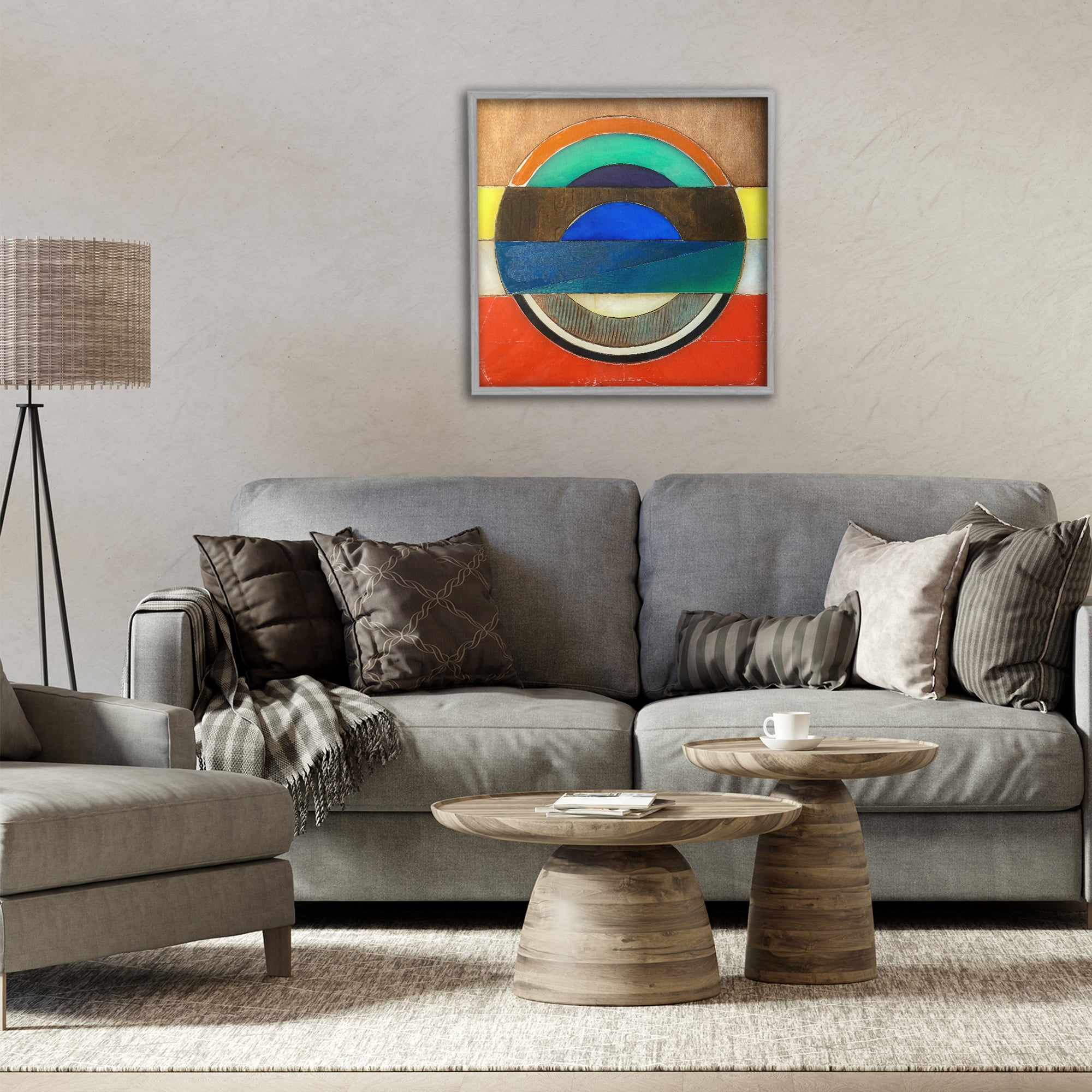 Stupell Industries Bisected Circle Structure Gray Framed Giclee Art, design by Matthew Finger