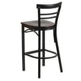 thumbnail image 5 of Flash Furniture 2 Pk. HERCULES Series Black Two-Slat Ladder Back Metal Restaurant Barstool - Walnut Wood Seat, 5 of 8