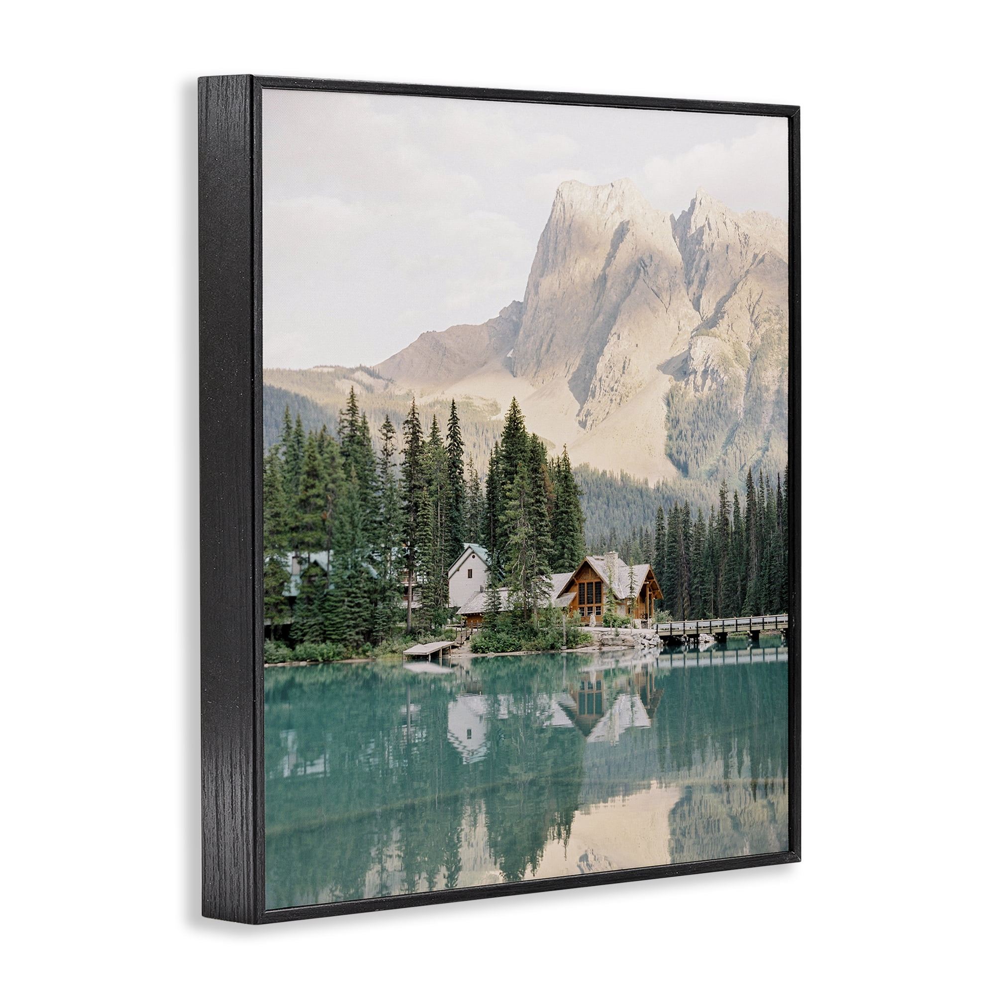 Stupell Industries Lakeside Cabin Landscape Landscape Photography Black Framed Art Print Wall Art, 11 x 14