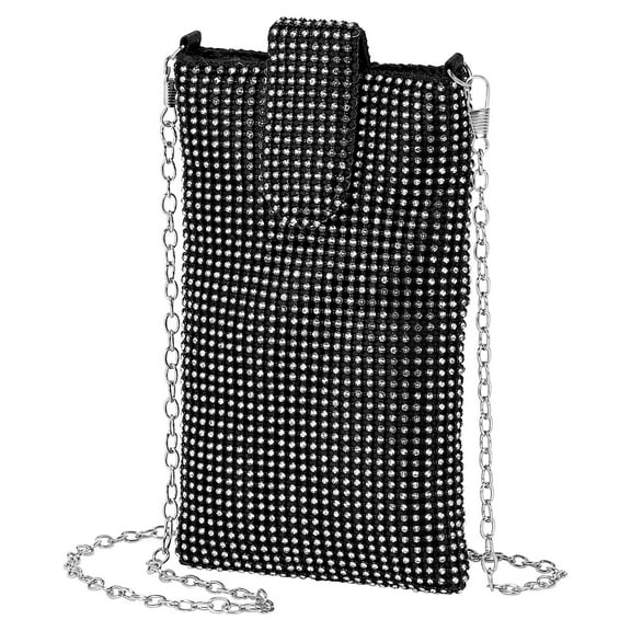 Uxcell Evening Handbags Clutch Purses for Women, Crossbody Bag Crystal Rhinestone Purse Small Shoulder Bag Sparkly for Wedding Party Cocktail Black