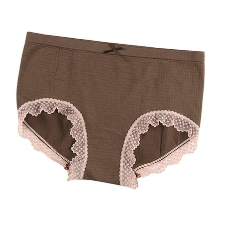 Bigersell Plus Size Underwear for Women Clearance Lace Panties Women Boy Shorts Panty Style P-4 Cotton Plus Size Panties Thong Bikini Sets Ladies Briefs Mid Waist Women s Bikini Panties Brown F