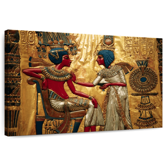 Elephant Stock Tutankhamen Illustration Wall Art - Horizontal Canvas Wall Art - Living Room Wall Decor - People Canvas - Red And Gold Decor - 12" x 8"