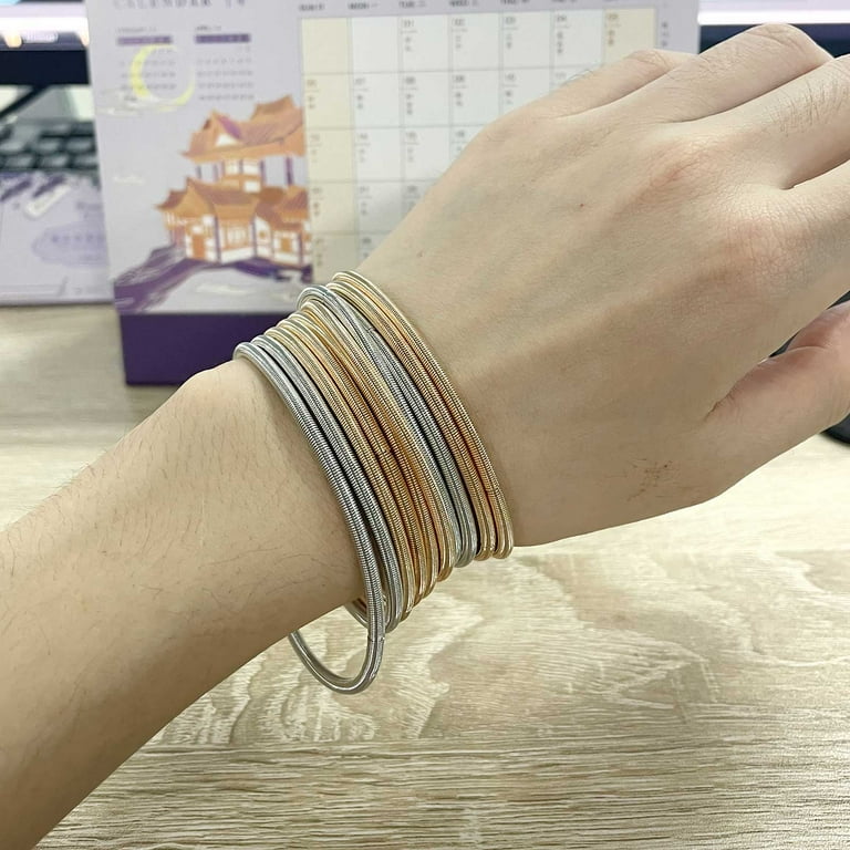 OOKWE 20x Silver Metal Bangle Bracelets Guitar String Bracelets for Women Girls