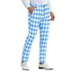thumbnail image 5 of Inspire Chic Edición Pantalones de Hombre Patrón de Cuadrícula Diamante Ajuste Regular Color Block Traje Trousers 30 Azul Claro, 5 of 6