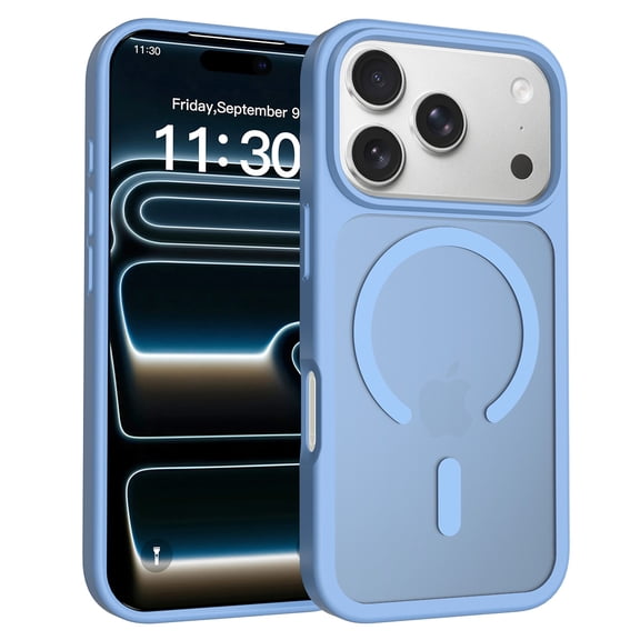 Tekcoo for iPhone 17 Pro / 18 Pro Case, Compatible with MagSafe Frosted Translucent Shockproof Anti-Scratch Slim Fit Case Military Grade Protection (Blue)