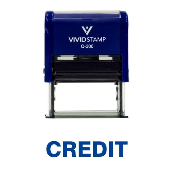 Credit Self Inking Rubber Stamp (Blue Ink) - Large