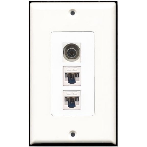 RiteAV - 1 Port 3.5mm 2 Port Cat5e Ethernet White Wall Plate Decorative