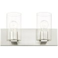 thumbnail image 3 of 15 inch 2 Light Brushed Nickel Bathroom Vanity light fixture with Clear Glass Shade, 3 of 8