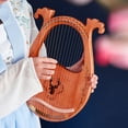 thumbnail image 2 of 16-String Wooden Lyre Harp with Resonance Box, Steel Strings & Carved Note Marks - Includes Tuning Wrench, 3 Random-Color Picks, Extra Strings, Sticker & Beginner Guidebook - Portable 38.5cm Coffee, 2 of 5
