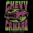 thumbnail image 2 of Junior's General Motors Retro Pink and Green Chevy Camaro  Graphic Tee Black Large, 2 of 3