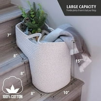 Stair Basket - Gray & White Rope Staircase Organizer and Storage for Wooden Stairs -Stair