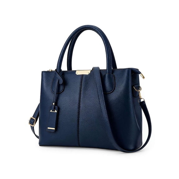 PULLIMORE Women Satchel Handbags Large PU Leather Shoulder Bags Top Handle Totes Briefcase Work Bag (Navy)