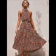 thumbnail image 5 of Vestido Bohemio de Verano para Mujer, Sin Mangas, con Estampado de Lunares, Cuello Halter, Volantes, Dobladillo y Cinturón Verde Naranja S, 5 of 7