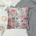 thumbnail image 2 of HENGT  Throw Pillow Cover Gray Abstract with Pink Flowers and Leaves on White Watercolor Floral Pattern Rose in Pastel Color Decorative Pillow Case Home Decor Square Pillowcase, 2 of 5