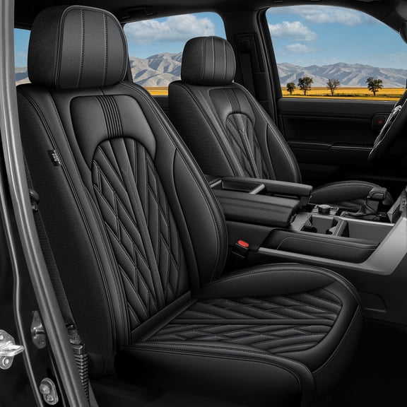LAONNVIR Fit for Honda Ridgeline 2006-2026 Crew Cab 5-Seats Truck Car Seat Covers Faux Leather Full Set Pickup Seat Cushion Protector - Front Seats Compatible with Armrests