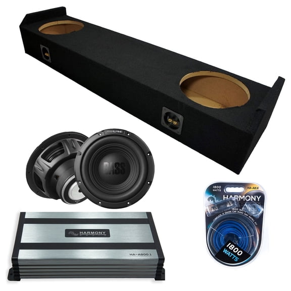 Harmony Audio Alpine fits 06-14 Honda Ridgeline W10S4 Dual 10" Subwoofer 500W Sealed Sub Box | HA-A800.1 Amplifier, 4GA Amp Kit