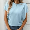 thumbnail image 4 of SHITINN Women's Textured Round Neck Flutter Sleeve T Shirt for Casual Wear Short Sleeve Tops for Women Women's Shirts Women's Summer Tops, 4 of 7