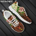 thumbnail image 1 of Zapatillas de deporte de primavera con estampado tribal polinesio de hibisco y plumeria de Chuuk para mujer, zapatos planos con cordones para caminar, 1 of 6