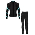thumbnail image 1 of Yeahdor Kids Girls 2 Piece Figure Skating Training Suit Long Sleeve Zipper Jacket And Rhinestone Leggings Set Blue Green 6, 1 of 7