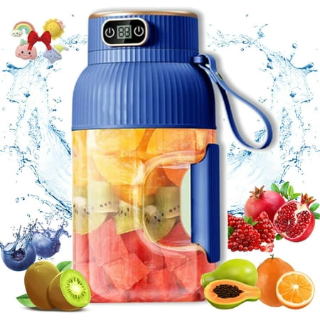 

Yulyoie Multifunctional Portable Juicer Cup with Digital Display Portable Smoothie Blender On the Go Personal Blende for Shakes Smoothies Dishwasher Safe (Blue Single Cup+Single Lid)