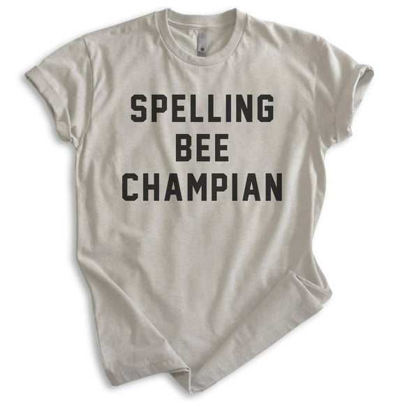 Spelling Bee Champian Shirt, Unisex Women's Men's Shirt, Irony Shirt, Ironic Shirt, Silly Shirt, Light Silk Gray, Large
