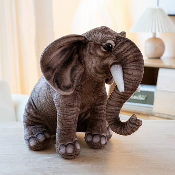 1pcs 11.8in Realistic Elephant Stuffed Animal Plush Toy, Soft Elephant Stuffed Toys Doll Birthday Gift Decor,Brown
