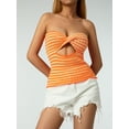 thumbnail image 2 of Aunavey Womens Striped Crisscross Knitted Crop Tube Top Hollow Out Sleeveless Strapless Cropped Tank Top Vest, 2 of 8