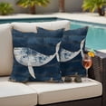 thumbnail image 4 of Ocean Whale Blue Outdoor Waterproof Pillow Covers, Summer Vintage Sea Wooden Grain Decorative Square Throw Pillowcase Sofa Cushion Sham for Patio/Couch/Chair, 18"x18" 2 Pack, 4 of 8