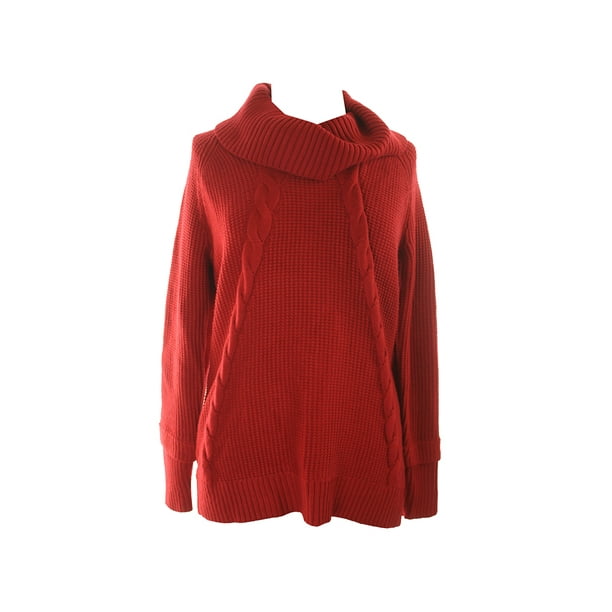 Calvin Klein - Calvin Klein Nw Red Cowl-Neck Cable-Knit Sweater S ...
